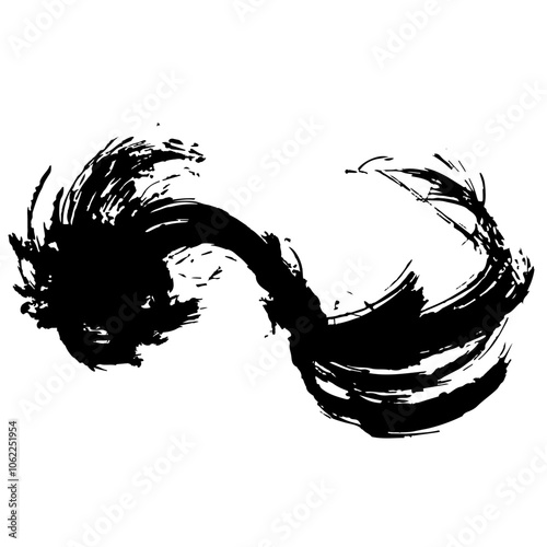 シンプルな波の墨絵のイラスト素材　ベクター