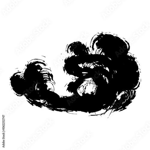 シンプルな波の墨絵のイラスト素材　ベクター