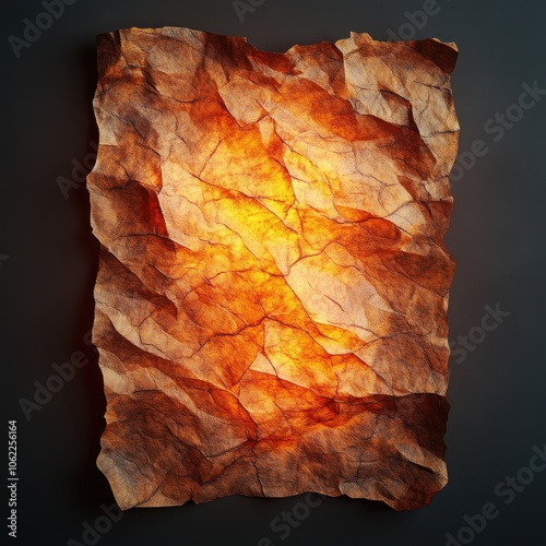 Fiery Crumpled Paper Texture on Dark Background photo