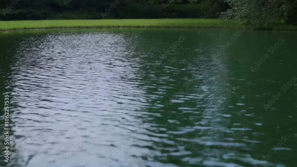 A serene video of water rippling in a peaceful pond surrounded by lush greenery
A serene video of water rippling in a peaceful pond surrounded by lush greenery