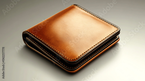 Folded wallet icon, leather texture, isolated, main keyword realistic wallet