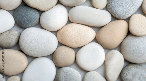 A collection of white and gray rocks arranged in a pattern