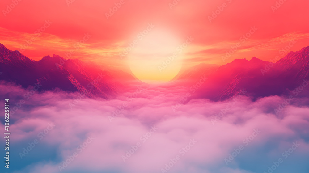 A stunning sunset over the mountains, with clouds glowing pink and orange. A stunning sunset over the mountains, with clouds glowing pink and orange.