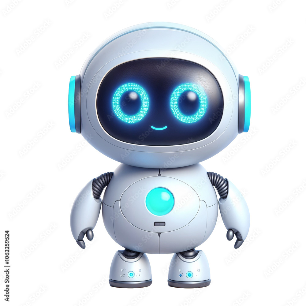 A cute robot, 3D style, cartoon illustration on a white background, clipart A cute robot, 3D style, cartoon illustration on a white background, clipart