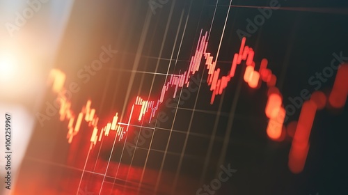 Abstract stock market graph with red downtrend line