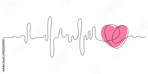 Rozhev heartbeat line icon on white background. Pulse rate monitor. Vector illustration.
