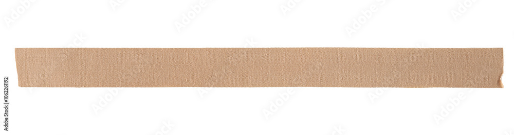 Adhesive bandage line isolated on white background, top view
