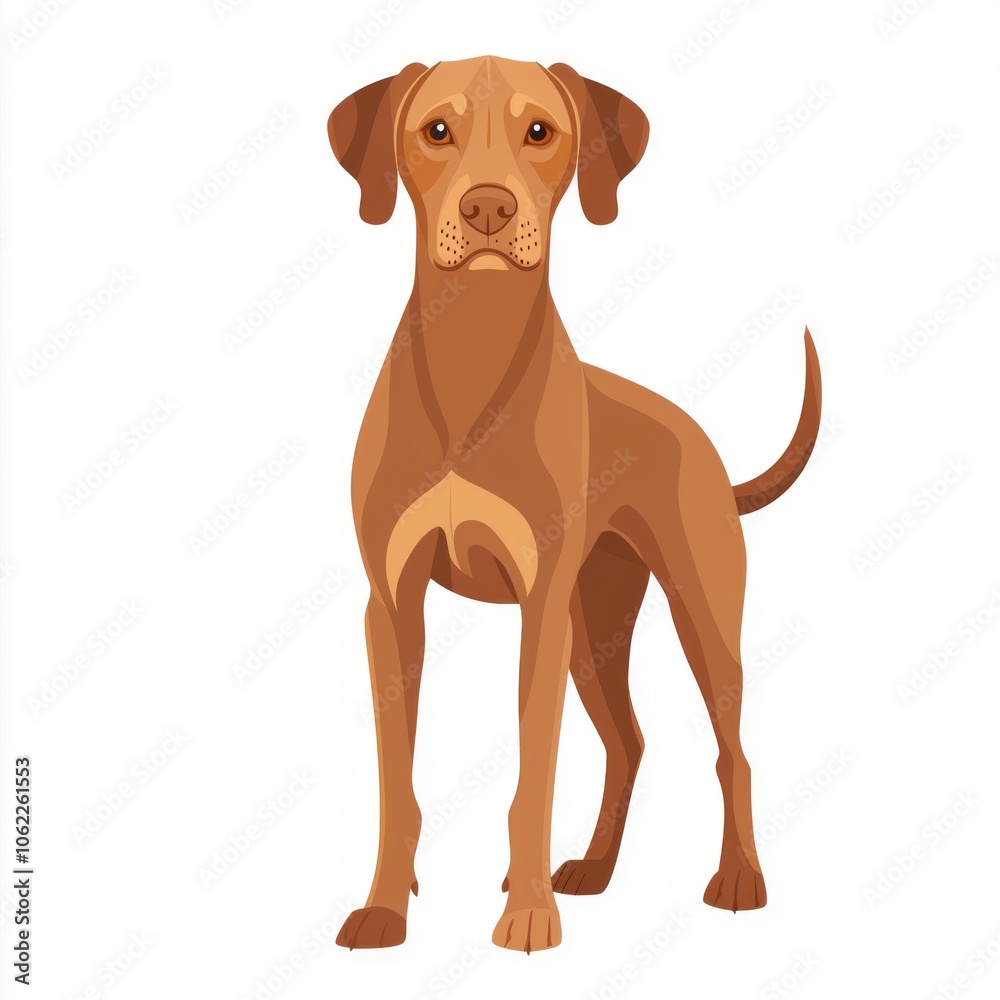 illustration features proud Vizsla smooth rust colored coat captured minimalist style natural lighting bright background. illustration features proud Vizsla smooth rust colored coat captured minimalist style natural lighting bright background.