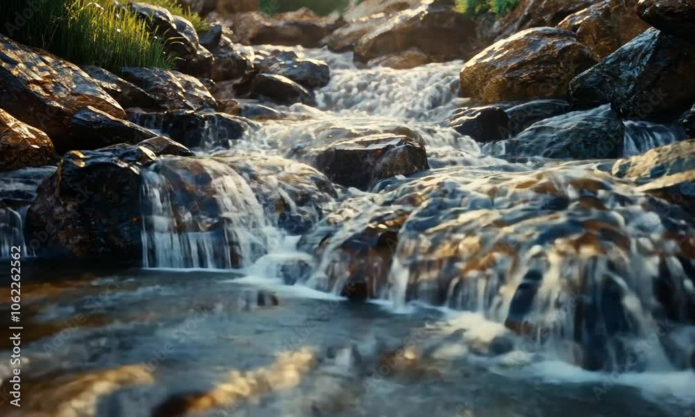 Tranquil Stream Flowing Through Rocks Tranquil Stream Flowing Through Rocks