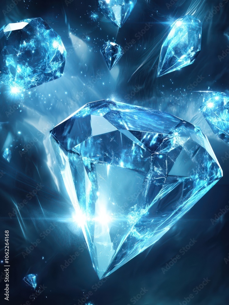 Blue background with futuristic technology storm and blue diamonds wallpaper