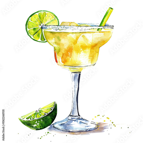 A watercolor vector of Margarita, isolated on a white background.