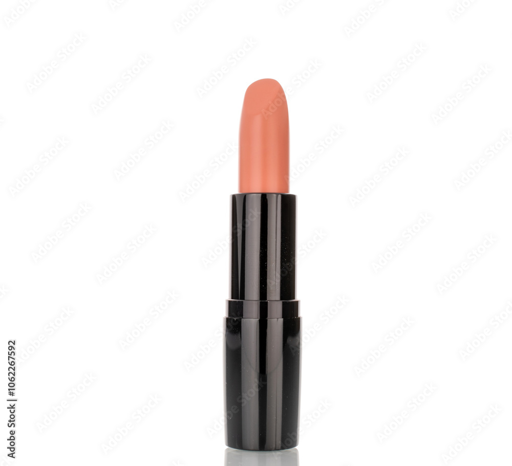 One cosmetic lipstick, macro, isolated on white background. One cosmetic lipstick, macro, isolated on white background.