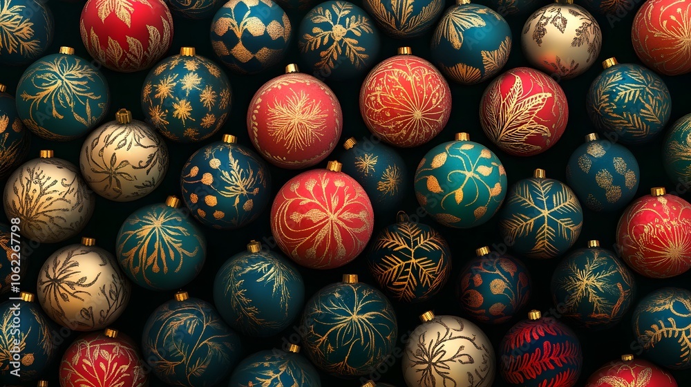 Christmas colorful bauble patterns with intricate designs Christmas colorful bauble patterns with intricate designs