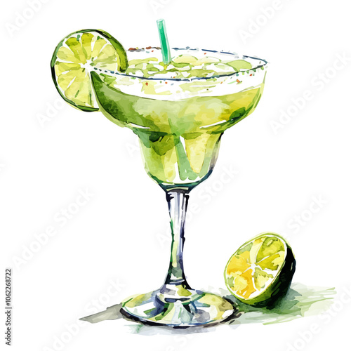 A watercolor vector of Margarita, isolated on a white background.