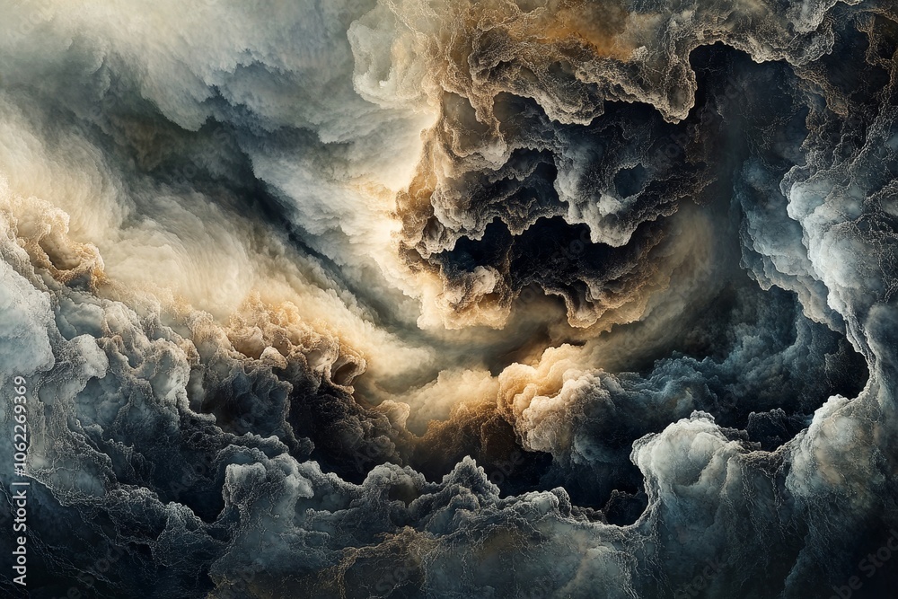 An intricate pattern of storm clouds showcases a mesmerizing blend of dark and light, capturing a sense of depth, movement, and ethereal beauty. An intricate pattern of storm clouds showcases a mesmerizing blend of dark and light, capturing a sense of depth, movement, and ethereal beauty.