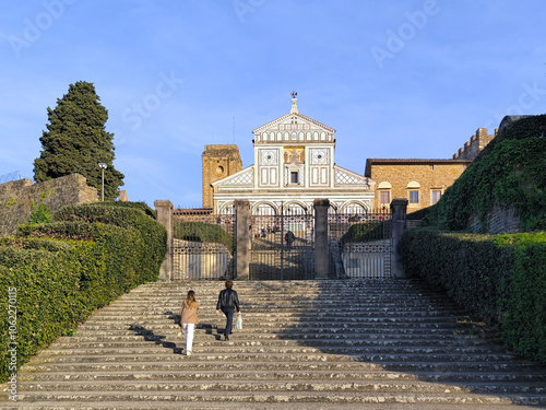 San Miniato al Monte, Florence, Italy, basilica, church, grand staircase