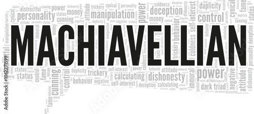 Machiavellian word cloud conceptual design isolated on white background.