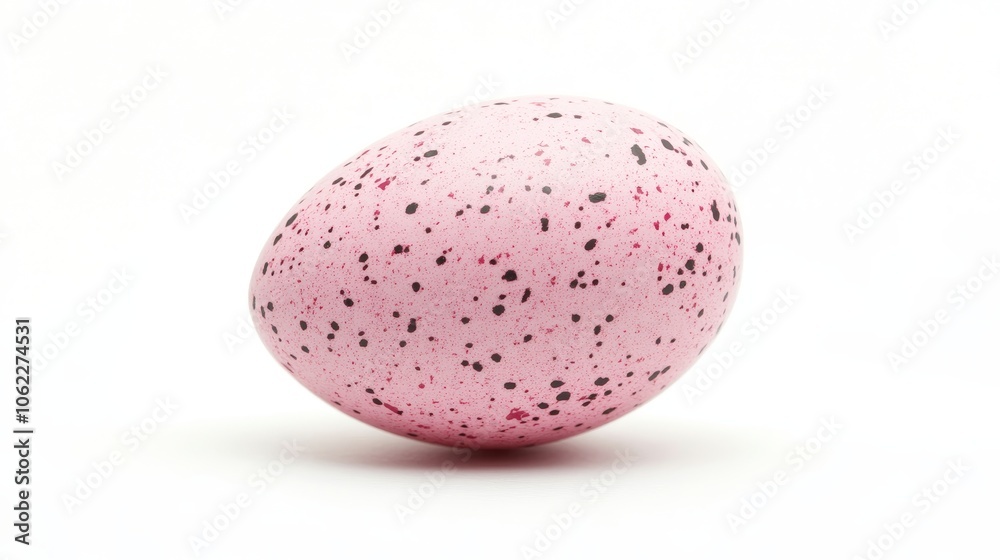 A single pink speckled Easter egg isolated on a white background. Perfect for spring, Easter, and holiday designs. Represents new life, hope, and rebirth. A single pink speckled Easter egg isolated on a white background. Perfect for spring, Easter, and holiday designs. Represents new life, hope, and rebirth.