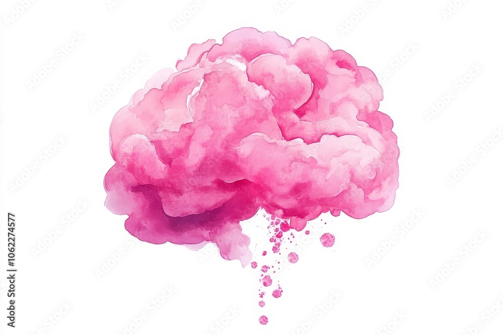 A whimsical pink watercolor brain illustration, symbolizing creativity, thought, imagination, inspiration, and potential. A whimsical pink watercolor brain illustration, symbolizing creativity, thought, imagination, inspiration, and potential.