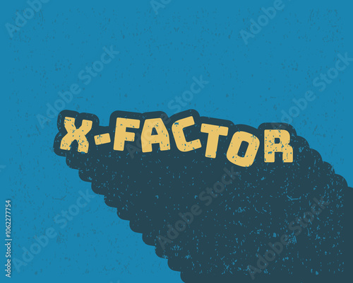 Long shadow text effect x factor typography design for in blue color retro style. Lettering vector illustration. Suitable for wall art decoration