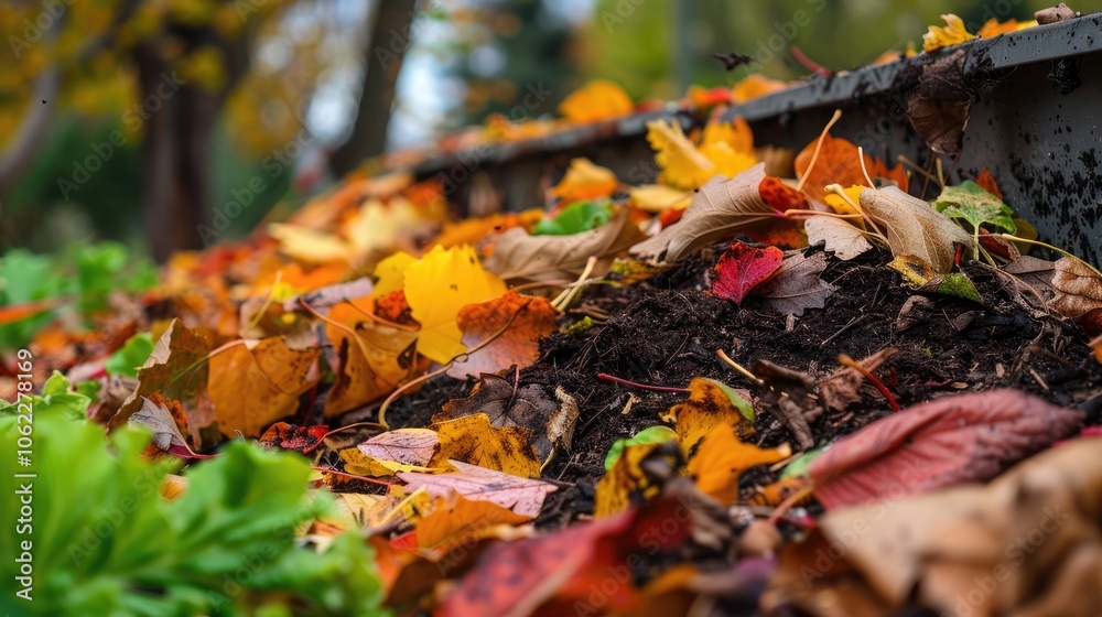 Autumn leaf composting for organic garden fertilizer. Autumn leaf composting for organic garden fertilizer.