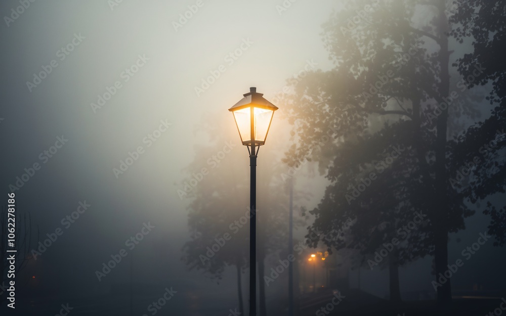 street lamp in the fog A single street lamp illuminates a foggy forest path. (1) street lamp in the fog A single street lamp illuminates a foggy forest path. (1)