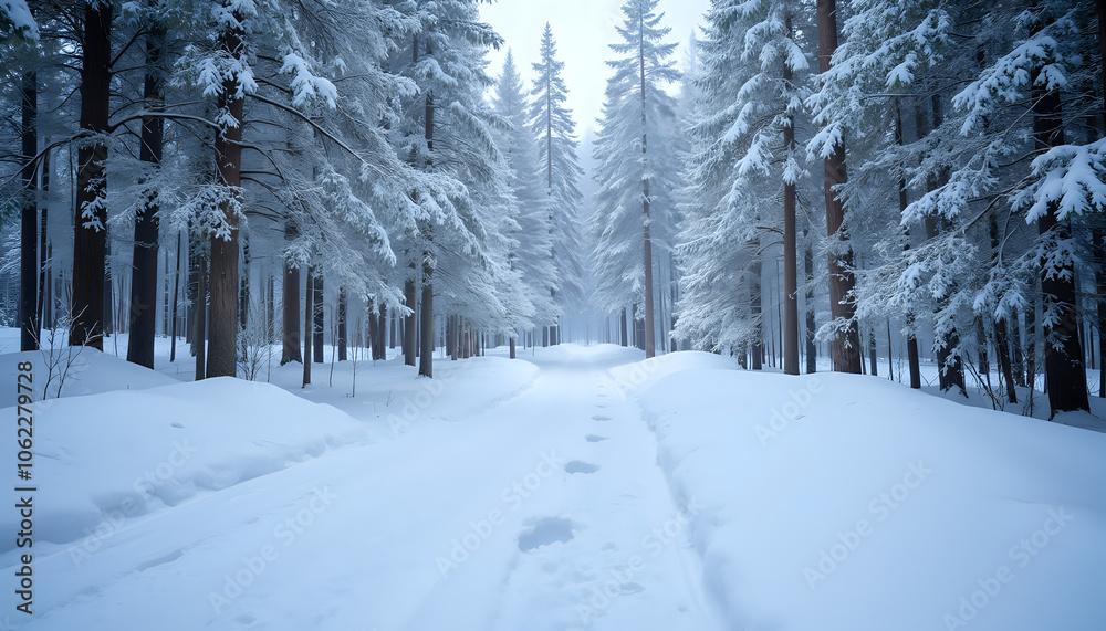 Obraz premium Snow-Laden Pine Forest