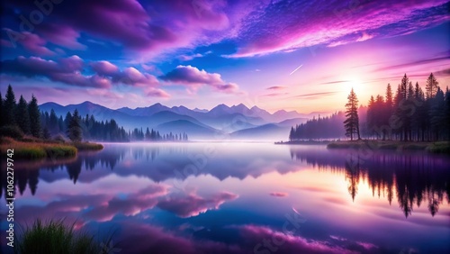 Serene Purple and Blue Landscape at Dawn