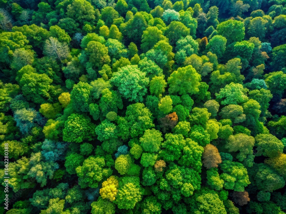 Lush Green Forest with Vibrant Trees from Above Lush Green Forest with Vibrant Trees from Above