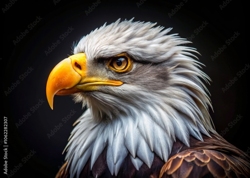 Majestic Bald Eagle Profile Against Dark Background Majestic Bald Eagle Profile Against Dark Background