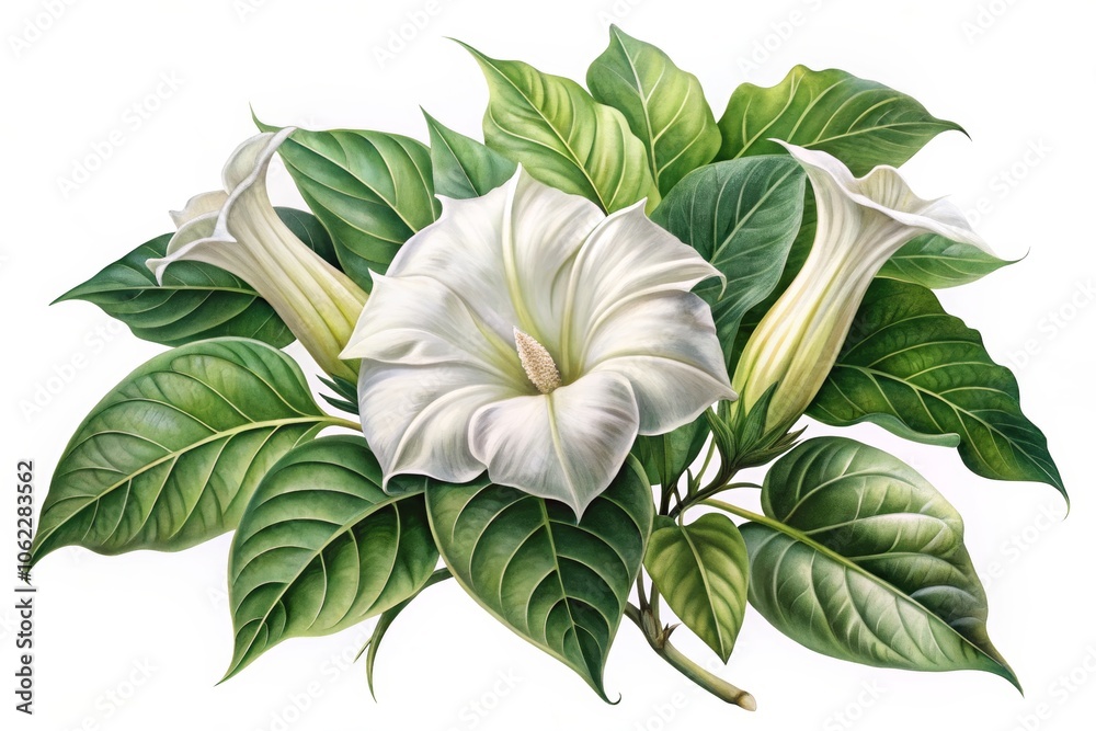 Fototapeta premium Vintage Botanical Illustration of White Datura Flower