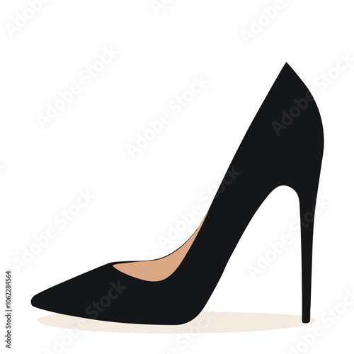 Black women shoes flat style isolated vector Illustration