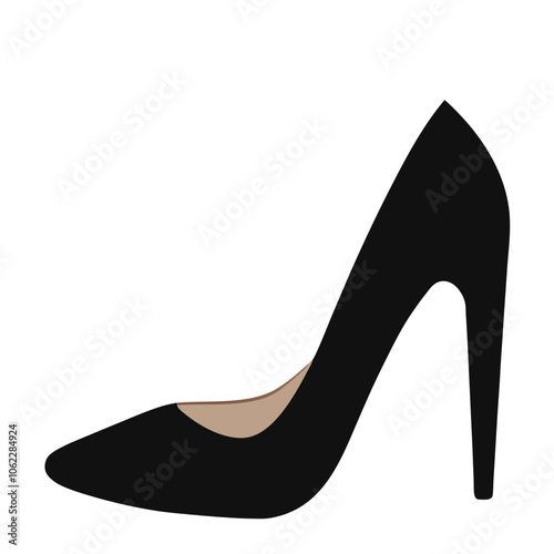 Black women shoes flat style isolated vector Illustration
