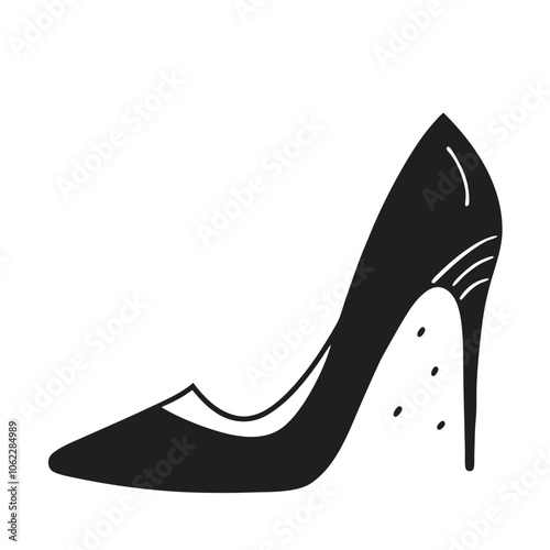 Black women shoes flat style isolated vector Illustration