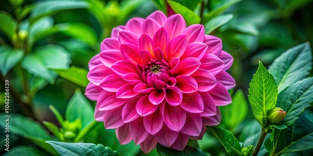 Fototapeta premium Vibrant Pink Flower on Lush Green Background