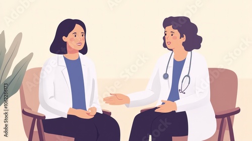 Asian patient receiving emotional support from a doctor at home. Discussing cancer pain with care and advice in a warm setting.