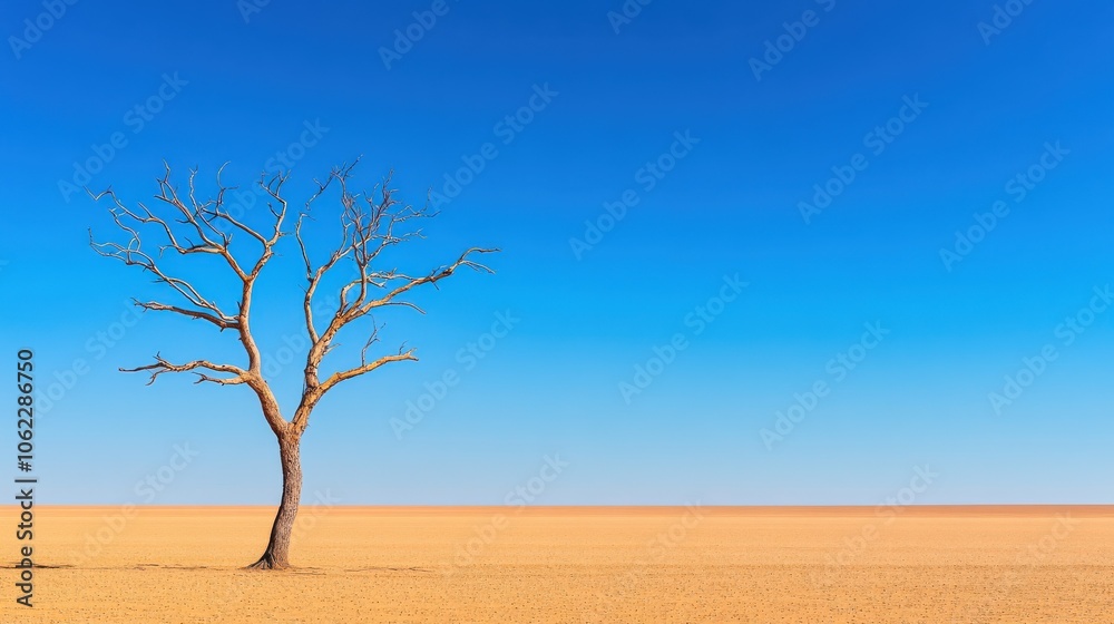 Alone Old Withered Tree in Open Landscape Alone Old Withered Tree in Open Landscape