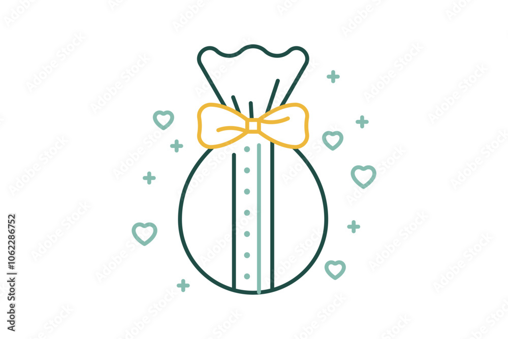 Vector linear minimal illustration. Traditional Japanese wrapping cloths. Furoshiki technique, textile wrap - present knot package icon - silk and cotton package symbol. Vector linear minimal illustration. Traditional Japanese wrapping cloths. Furoshiki technique, textile wrap - present knot package icon - silk and cotton package symbol.