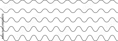Set of seamless wavy - curvy and zigzag - criss cross horizontal lines. Vector Graphic design elements