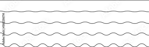 Set of seamless wavy - curvy and zigzag - criss cross horizontal lines. Vector Graphic design elements