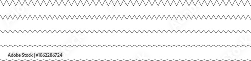 Set of seamless wavy - curvy and zigzag - criss cross horizontal lines. Vector Graphic design elements