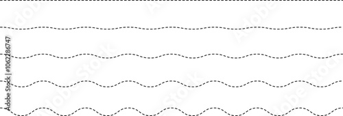 Set of seamless wavy - curvy and zigzag - criss cross horizontal lines. Vector Graphic design elements