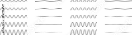 Set of seamless wavy - curvy and zigzag - criss cross horizontal lines. Vector Graphic design elements