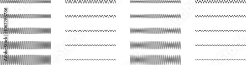 Set of seamless wavy - curvy and zigzag - criss cross horizontal lines. Vector Graphic design elements