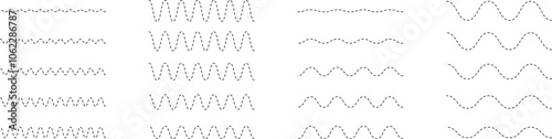 Set of seamless wavy - curvy and zigzag - criss cross horizontal lines. Vector Graphic design elements