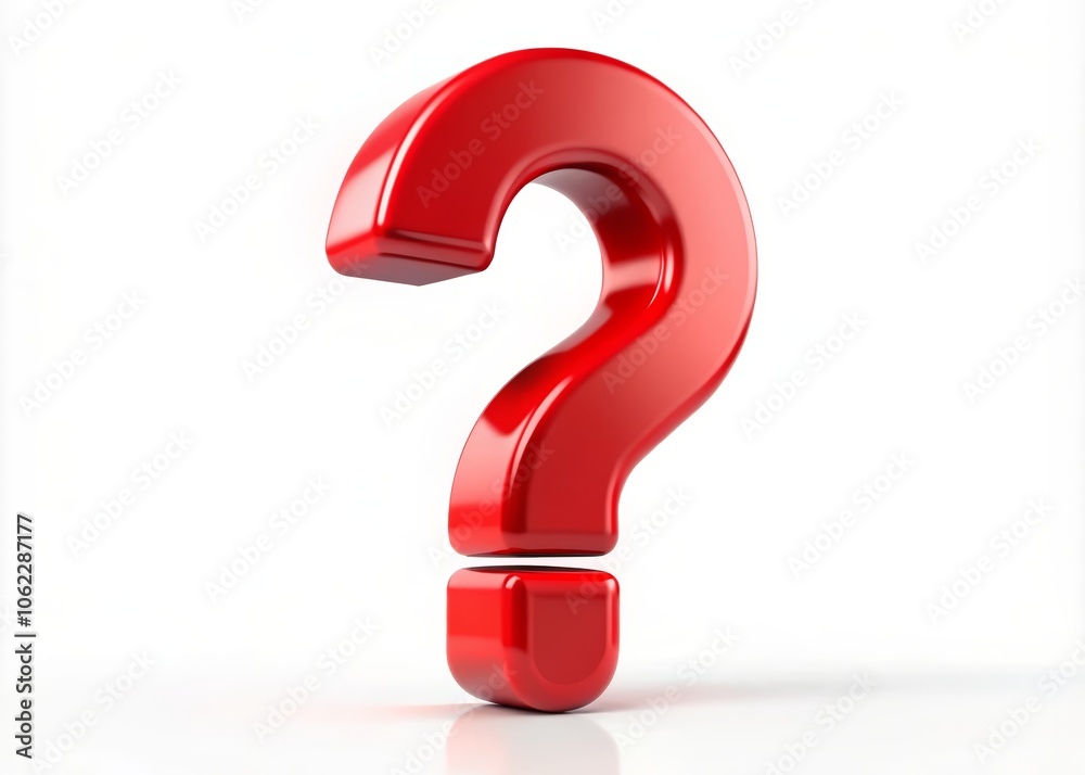 3D Red Question Mark on White Background 3D Red Question Mark on White Background