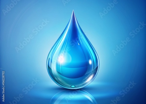 Blue Water Droplet Icon on a Smooth Background