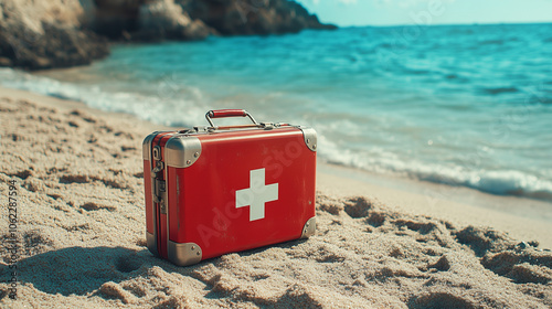 suitcase on the beach