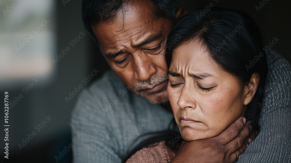 Unhappy Couple Seeking Comfort in Vulnerable Moment Unhappy Couple Seeking Comfort in Vulnerable Moment