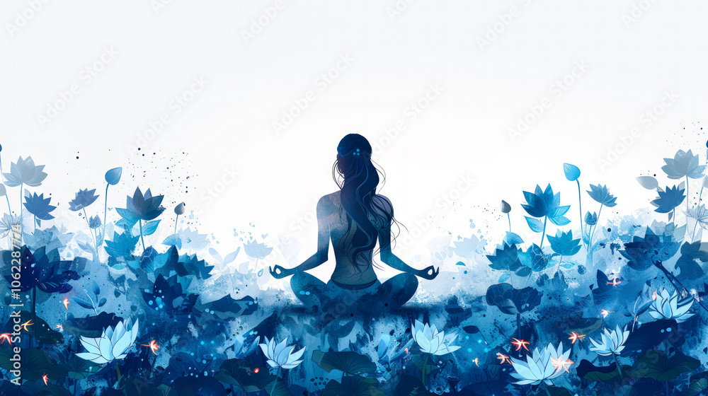Woman Meditating in Serene Floral Scene
Woman Meditating in Serene Floral Scene